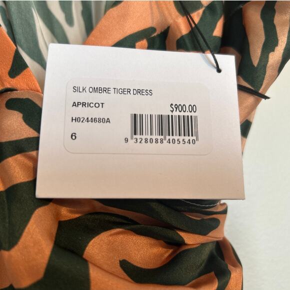 NWT Scanlan Theodore Silk Ombre Tiger Tie Dress, 100% Silk, US Size 2 - Picture 3 of 5